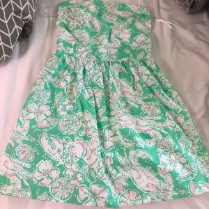 Strapless, Pink and Green Lilly Pulitzer Dress